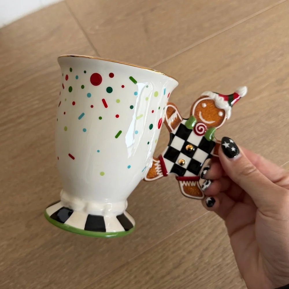 MacKenzie-Childs Bake Shop Gingerbread Handle Mug With Spoon